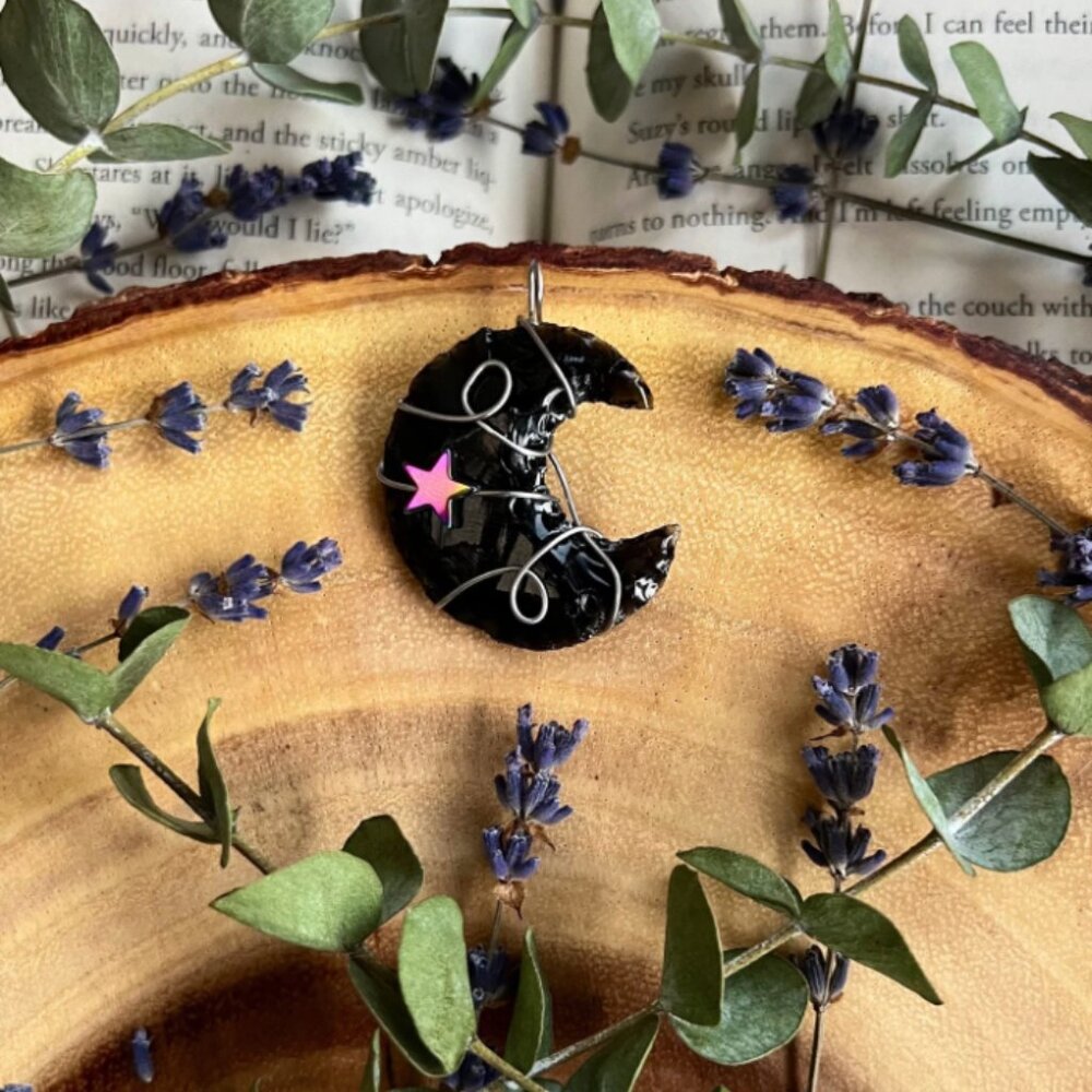 Black Obsidian Moon Necklace